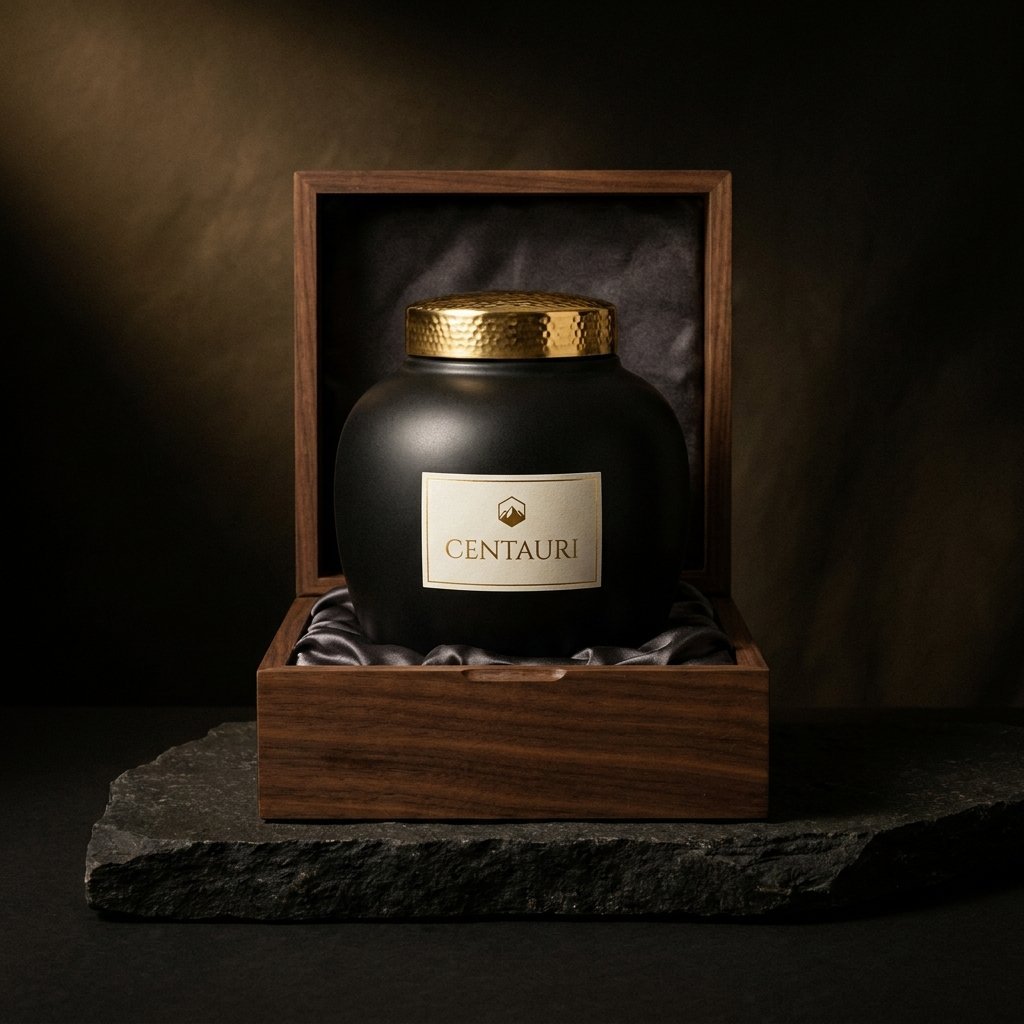 The Reserve — one-kilogram amphora jar in a walnut presentation box