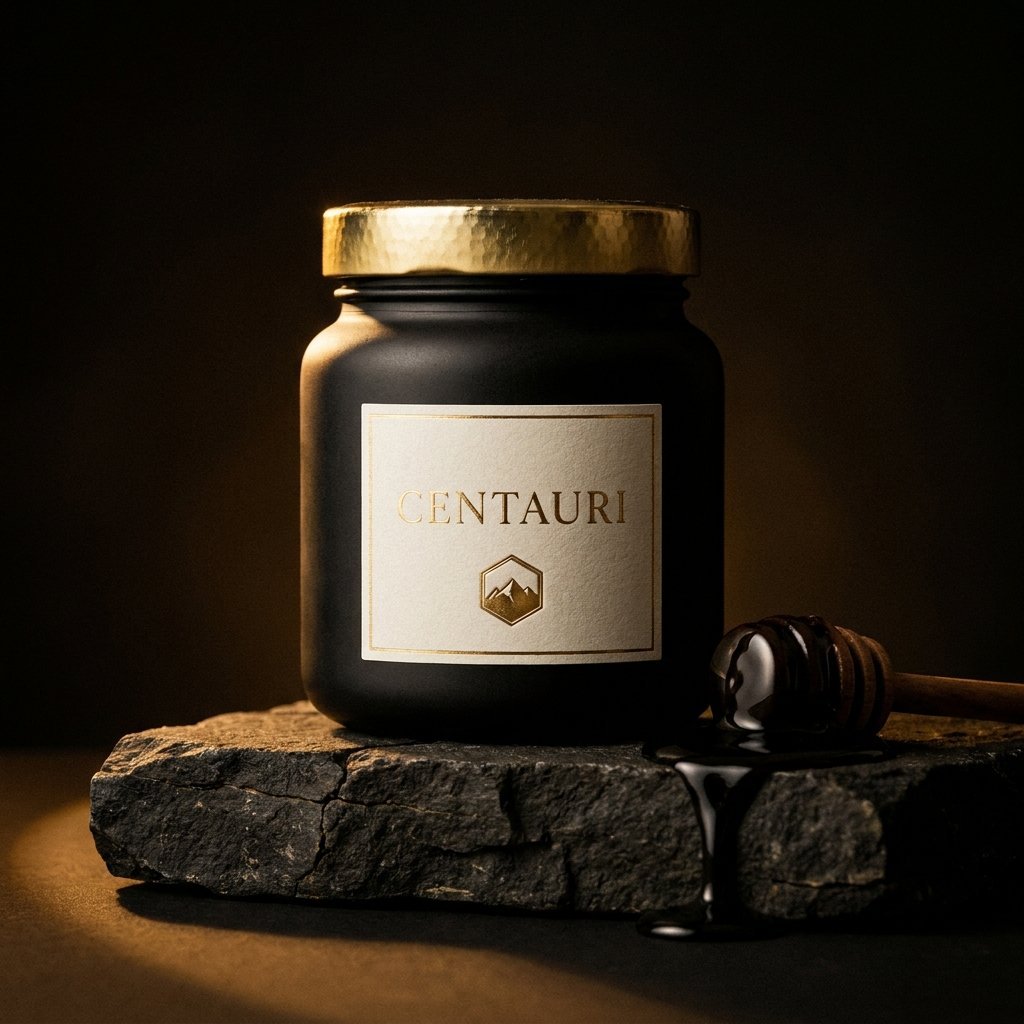 The Stone Jar — hand-thrown black ceramic jar with hammered gold lid